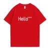 T Shirt For Men hello Letter Polite Language women T-Shirts Cotton Male Top Short Sleeve women Unisex Y2K Tee high quality Private custom logo