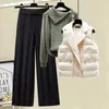 Women's Two Piece Pants Plus Size Winter Warm 3 Set Women Pullover Sweater Wide Leg Lamb Wool Vest Knitted Suit Tracksuit Clothes 220830