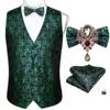 Men039s Vesten Designer Heren Trouwpak Vest Klassiek Groen Paisley Jacquard Folral Zijden Vest Vlinderbroches Set Barry5822223