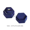 제안서 약혼 결혼식을위한 분리 가능한 뚜껑 이어 홀더가있는 육각형 벨벳 반지 상자