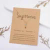 Karton Sternzeichen 12 Konstellation Halskette Bunte Kristall Schlüsselbein Kette Halsband für Frauen Geburtstag Party Schmuck Geschenke