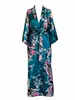 Damen Robe FZSLCYIYI Kimono Sexy Floral Braut Brautjungfer s Frau Blumenparty Hochzeit Lange Nachtwäsche Bademantel 220830