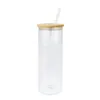 Armazém dos EUA 12 onças de 20 onças de 25 onças de sublimação copos de sublimação em branco Fosco reto transparente de café gelado de vidro de vidro de vidro de vidro de copos de água com tampa de bambu e palha