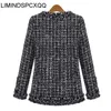 Women's Suits Blazers Autumn Female 4XL Black White Plaid Tweed Womens Coats Abrigos Para Mujer Fashion Jackets Clothes ONeck Splicing 220830