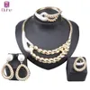 Luxe Italië dames goud kleur sieraden bamboe knopen ketting oorring ring bangle bruiloft feest cadeau sieraden set