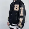 2023 Designer 3XL Mens Baseball Jackets Varsity Spring Winter Streetwear Fashion Loose Splicing Threaded Cuffs Coat Plus Size