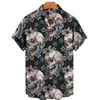 Camicie casual da uomo 2022 Camicia a maniche corte oversize stampata da uomo Top con teschio 3D e hawaiana traspirante da donna 5XL