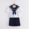 Ensembles de vêtements Jk uniformes scolaires pour filles rose fleur de cerisier broderie étudiant costume à manches courtes japonais femmes collège marins uniforme