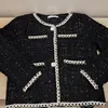 Zweiteiliges Kleid Tweed-Set Herbst Winter Wolle Schwarz Einreiher Jacke Crop Tops Hohe Taille Rock Streetwear 2 Anzüge 220830