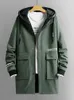 Trench Coats Mens Plus taille longue manteau streetwear mode imprimé noir vert brise-vent veste décontractée à capuche 8xl 220829
