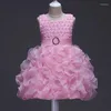 Abiti da ragazza Flower Wedding Bubble Infant Girls Puff Princess Tutu senza maniche Tulle Performance Costumi di scena