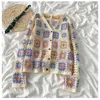 Women's Jackets Spring Summer Knitted Cardigan Womens Full Sleeve Colorful Thin Jacket Cardigan Bohemian Embroidery Crochet Outwear T220830