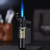 Briquet droit coupe-vent, flamme bleue, Butane gonflable, allume-cigare, accessoires pour fumer, outil pour hommes, sans gaz