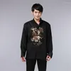 Men's Jackets Tops Traditional Chinese Style Embroidery Dragon Hanfu Blouse Tang Suit Men Cheongsam Coats Robe Chinoise