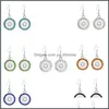 Dangle Chandelier Noosa Metal Crystal Snap Sier Plated Round Womens Trendy 7 Colors Drop Earrings 12Mm Button Vintage Jewelry Deliver Dhzls