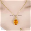 Pendant Necklaces Luxury 18K Gold Necklaces Citrine Gemstone Pendant Necklace For Women Fashion Jewelry Christmas Gift Oval Yydhhome Dhdlk