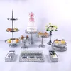 Backformen Werkzeuge Silber Gold 7–17 Stück galvanisieren Metall Kristall Kuchenständer Set Display Hochzeit Geburtstag Party Dessert Cupcake Teller Rack