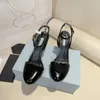 Classic Designer Sandals High Quality Womens Wedding Dress Shoes Open Edge Fashion Round Head Slides 100% Leather High Heel Sandals With Box NO409