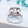 Solitaire Ring Wedding Rings 50Carat 10mm D Color VVS1 CUSHION CUT Halo Engagement Double Pave Seting Solid 14K White Gold Fine 220829