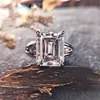 Solitaire Ring Wedding Rings Luxury 5carat Solid 18K White Gold Engagement Emerald Cut Lab Grown Diamond For Women 220829