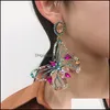 Dangle Lustre Grand Papillon Couleur Diamant Dangle Boucle D'oreille Exagération Baroque Boucles D'oreilles Vert Femmes Mode Fête Jewe Mjfashion Dhon5