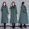 Trenchs pour femmes hiver long genou longueur vêtements en coton pour femmes 2022 Style chinois manteau ample soie épaisse à capuche noir veste rembourrée