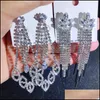 Dungle avize karışımı püskül küpeler bling fl fl kristal rhinestone pençe zinciri elmas abartılı butik toptanlar lulubaby dh4yg