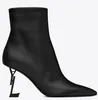Black Leather Ankle Boots Designer boots Silhouette Ankle Boot martin booties Stretch High Heel Sneaker Winter womens shoes chelsea Motorcycle Riding Martin