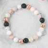 MG1563 Strand para mujer, pulsera difusora de aceites esenciales de ópalo rosa, cuentas de Lava de oro rosa, pulsera Mala para muñeca, joyería de amor calmante