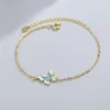 Link Bracelets Exquisite Blue Butterfly Pendant Gold Color Chain Female Bangles Tiny Zirconia Crystal Stone Charm For Women