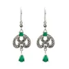 Dames elegant bungels s925 sterling zilveren hart oorbellen ingelegde smaragd vrouwen mode vintage sieraden kerstcadeau