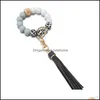 Keychains Party Favor Sile Bead Bracelet Key Ring Anti Loss Wood Women Tassel Keys Chain 9 Style 2250 T2 Drop Delivery 2021 Fashion A Dhsme