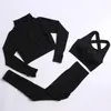 Conjuntos ativos 2/3 peças Conjunto de ioga barra cintura alta calças apertadas para ginástica roupas esportivas adequadas para mulheres jaqueta com zíper leggings terno