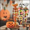 Gift Wrap 100Pcs Halloween Cone Bag Pumpkin Bat Spider Triangleshape Candy Bags Gift Favors Package Treat Or Trick Pocket 220819 Drop Dhosa