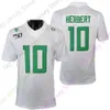 Maglia da calcio Oregon Ducks Ncaa College Justin Herbert Taglia S-3XL All Ed Youth Uomo Bianco Verde Nero