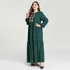 Vestidos casuais israelense plus size confortável e moda feminina árabe bordadas plissadas saia longa mulheres muçulmanas