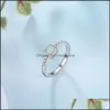 Pierścienie klastrowe pierścienie klastrowe Prawdziwe 925 Sterling Sier White Fire Opal Clear Zirconia Crystal zaręczynowe obrączki Women S925 Biżuteria Dhi6Y