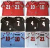 Calcio 7 Michael Vick Maglie 4 Brett Favre 21 Deion Sanders 10 Steve Bartkowski Rosso Nero Bianco Stitch Uomo Vintage Nuovo