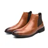 Britannique Chelsea bottes hommes chaussures classique bout pointu porter couleur unie PU mode décontracté rue fête quotidien AD071