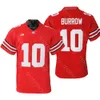 NCAA College Ohio State Buckeyes Football Jersey Joe Burrow Red White Size S-3XL جميع التطريز المخيط