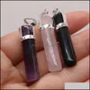 Anhänger Halsketten Naturstein Anhänger Zylinder Säule Reiki Heilung Chakra Rosenquarz Amethysten Punkt Pendo Charms Fo Dhseller2010 Dhnys