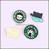 Broches Broches Chats Café Émail Pin Personnalisé Carlin Chiot Chat Café Broches Badges Sac Chemise Revers Boucle Mignon Animal Bijoux Mjfashion Dhvdc