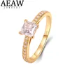 Solitaire Ring Wedding Rings Real 14k Yellow Gold 10Carat 5555mm Princess Cut Halo Förlovningsring DF Color VVS1 Pave Seting Sparking Diamond