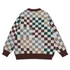 Maglioni da uomo Maglioni lavorati a maglia patchwork scozzesi Hip Hop Uomo Harajuku Oversize Allentato Casual Cotone O-Collo Pullover Unisex Streetwear Top Verde 220831