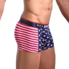 Underpants Мужчины нижнее белье Америка флаг напечатано сексуальные мужские шорты боксеры мягкие дышащие трусики полосатые звезда мужская домашняя одежда