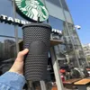 2021 Starbucks Studded Cup Tumblers 710ml 무광택 검은 색 플라스틱 머그잔 밀짚 공장 공급 235o