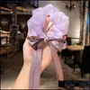 Porta coda di cavallo Dolce rete Filato Cravatta per capelli Bowknot Streamer Intestino crasso Cerchio Scrunchies Corda per la testa Retro Accessori francesi C3 Dr Dhj4U