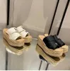 Buty na zewnętrzne buty kobiety Chioe Cloe Woody Tote Mules Płaskie sandały Slajdy Designerskie Kapcie na płótnie Beige White Black 09c1d