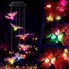 Estatuetas decorativas LED LED Solar Wind Chime Butterfly Color Alteração de Windchime à prova d'água Lâmpada pendurada para pátio de jardim quintal