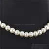 Naszyjniki z koralikami Wysokiej jakości syntetyczny naszyjnik perłowy dla kobiet modne rozmieszczone luksusowe białe/czarne z koralikami naszyjniki 600 k2 Del dhvxi